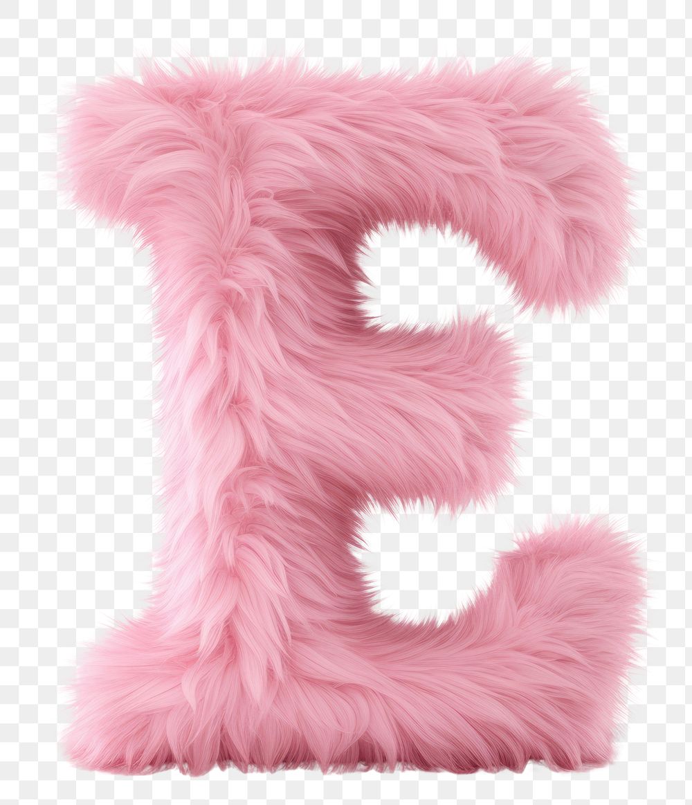 PNG  Fur letter E text pink toy.