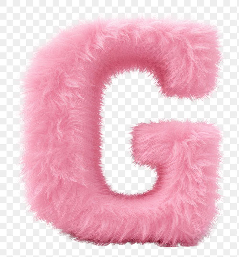 PNG  Fur letter G text pink white background.