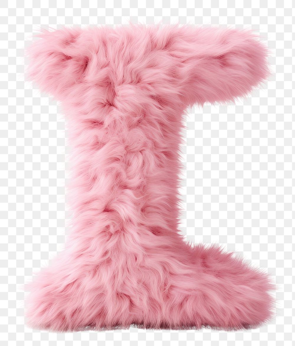 PNG  Fur letter I pink white background softness.