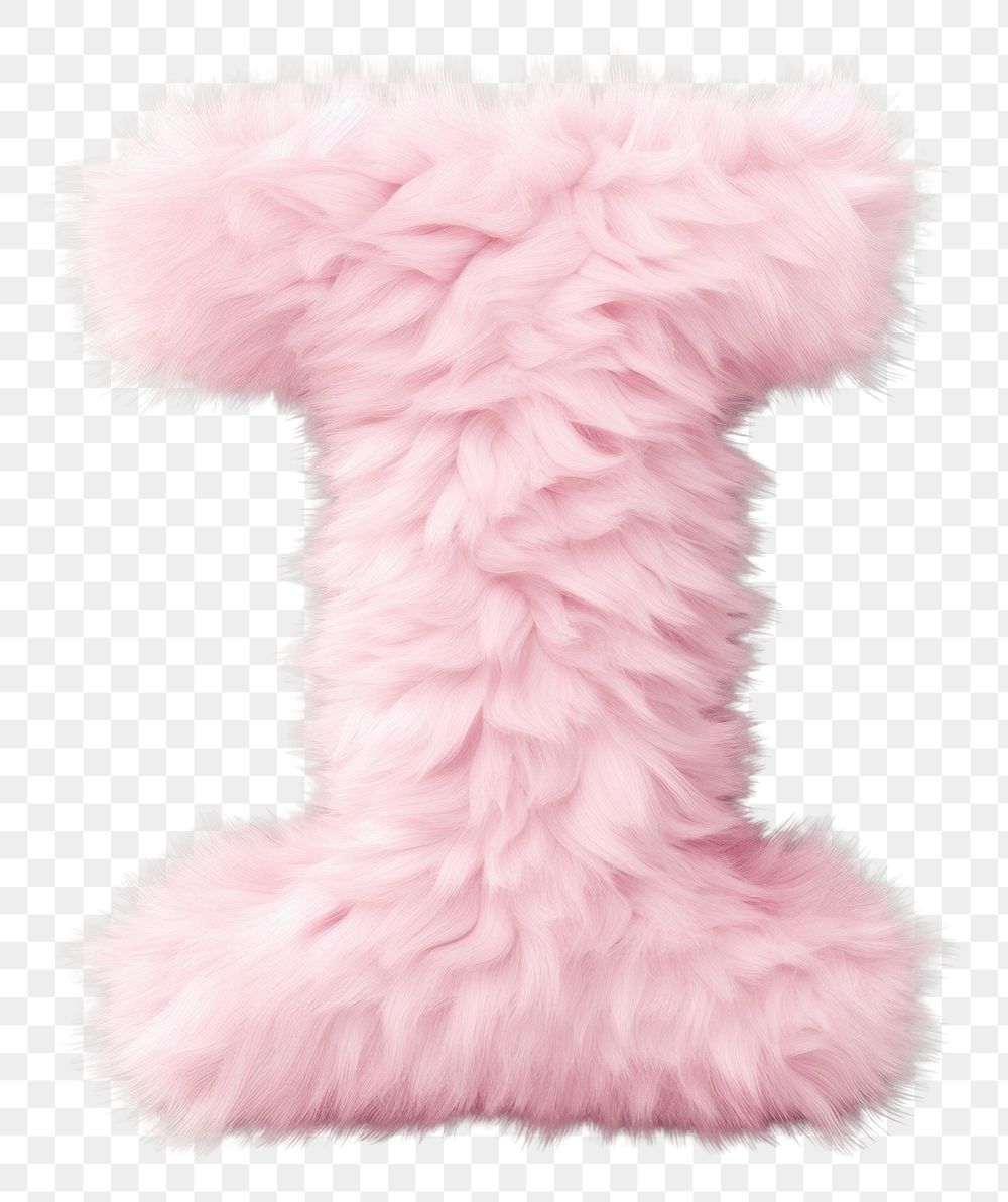PNG  Fur letter I pink softness clothing.
