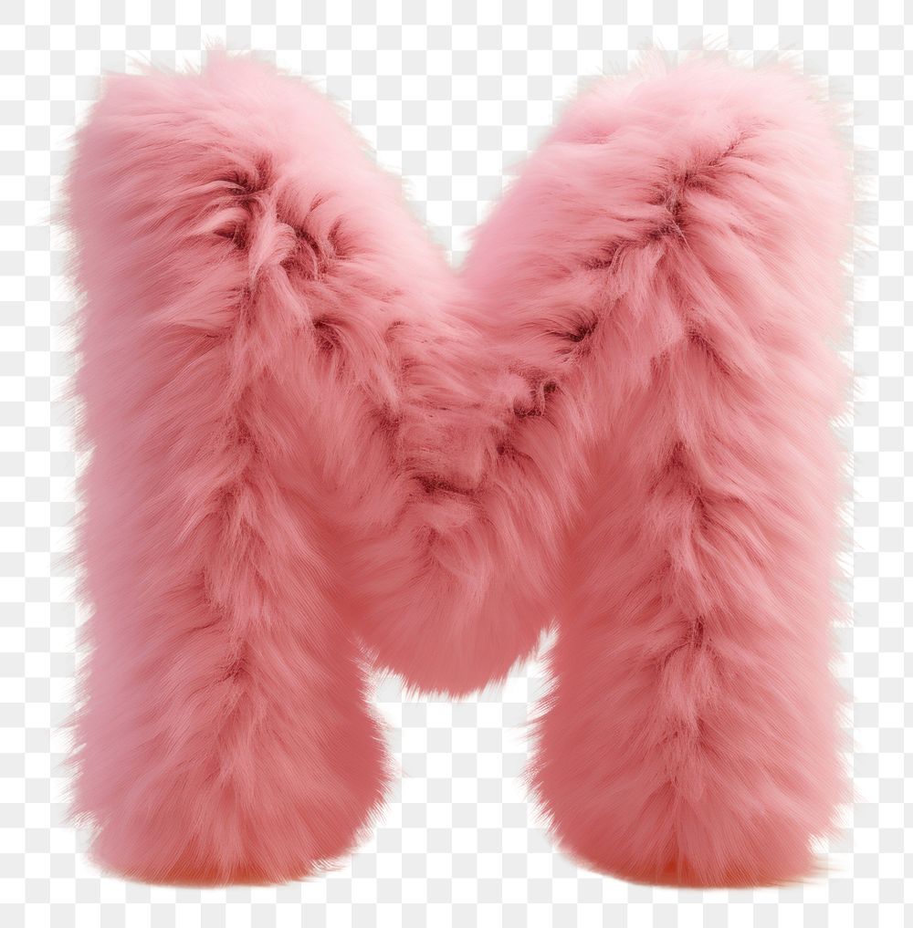 PNG  Fur letter M pink softness clothing.