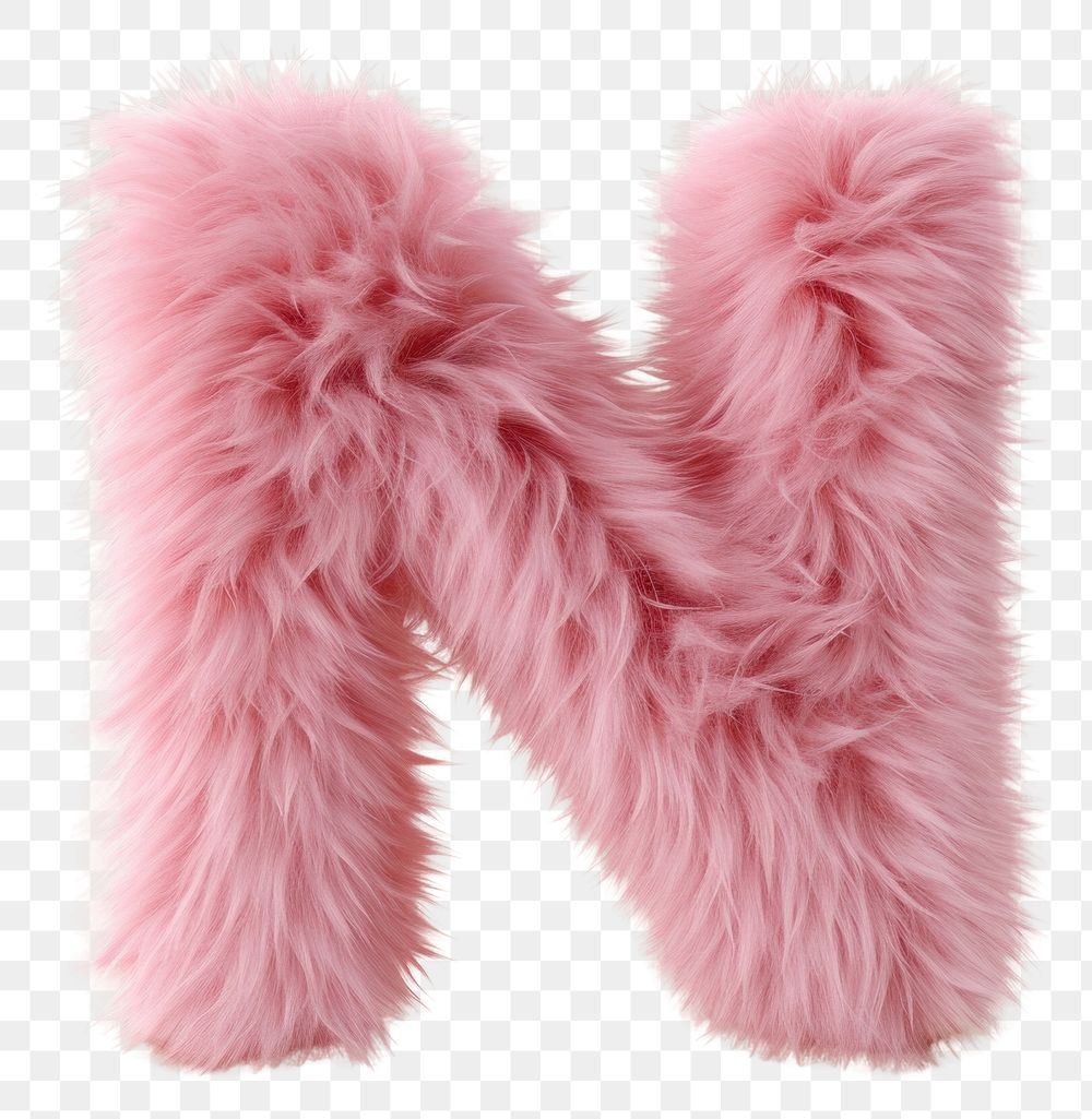 PNG  Fur letter N pink softness clothing.