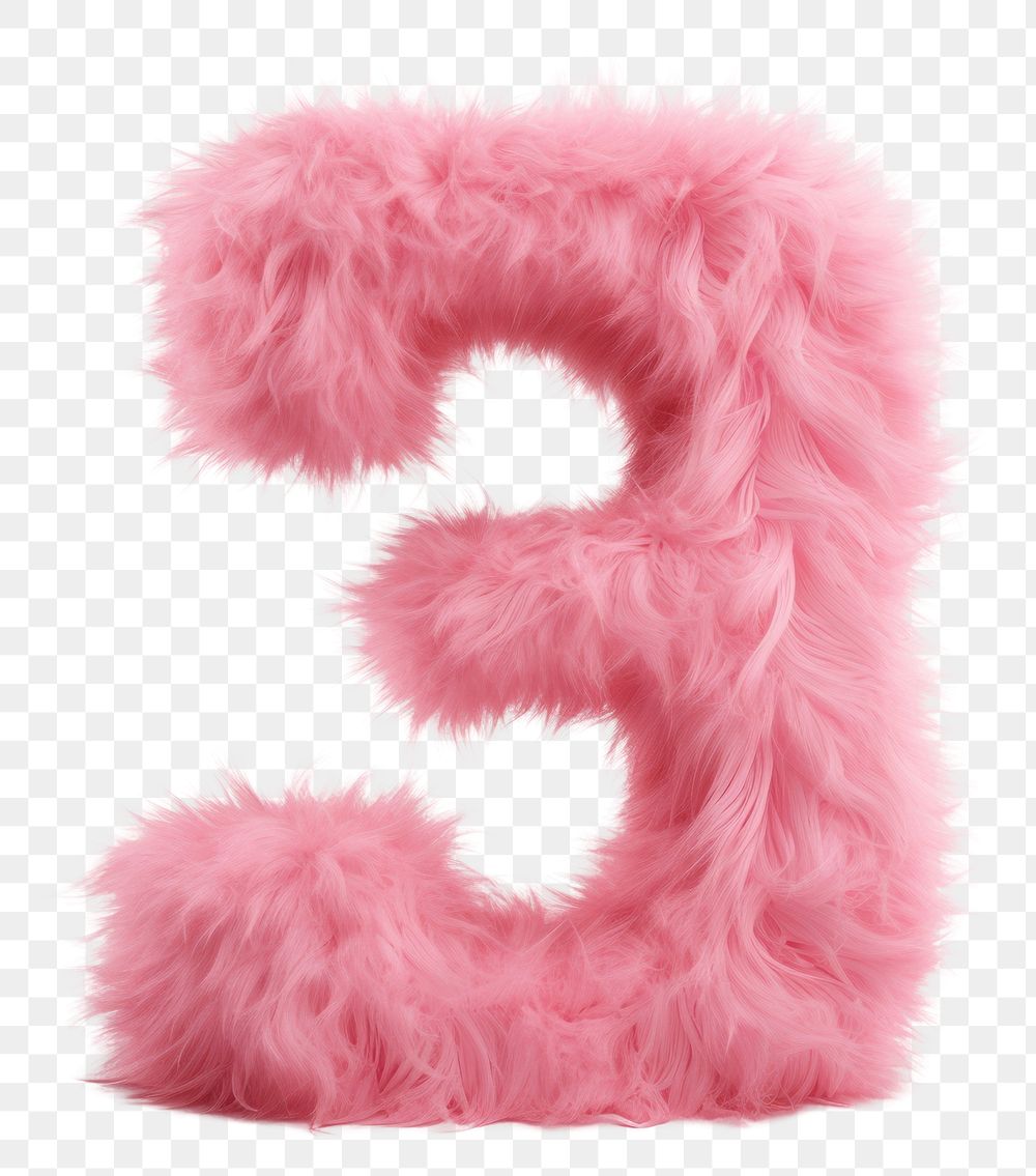 PNG  Fur letter number 3 text pink white background.