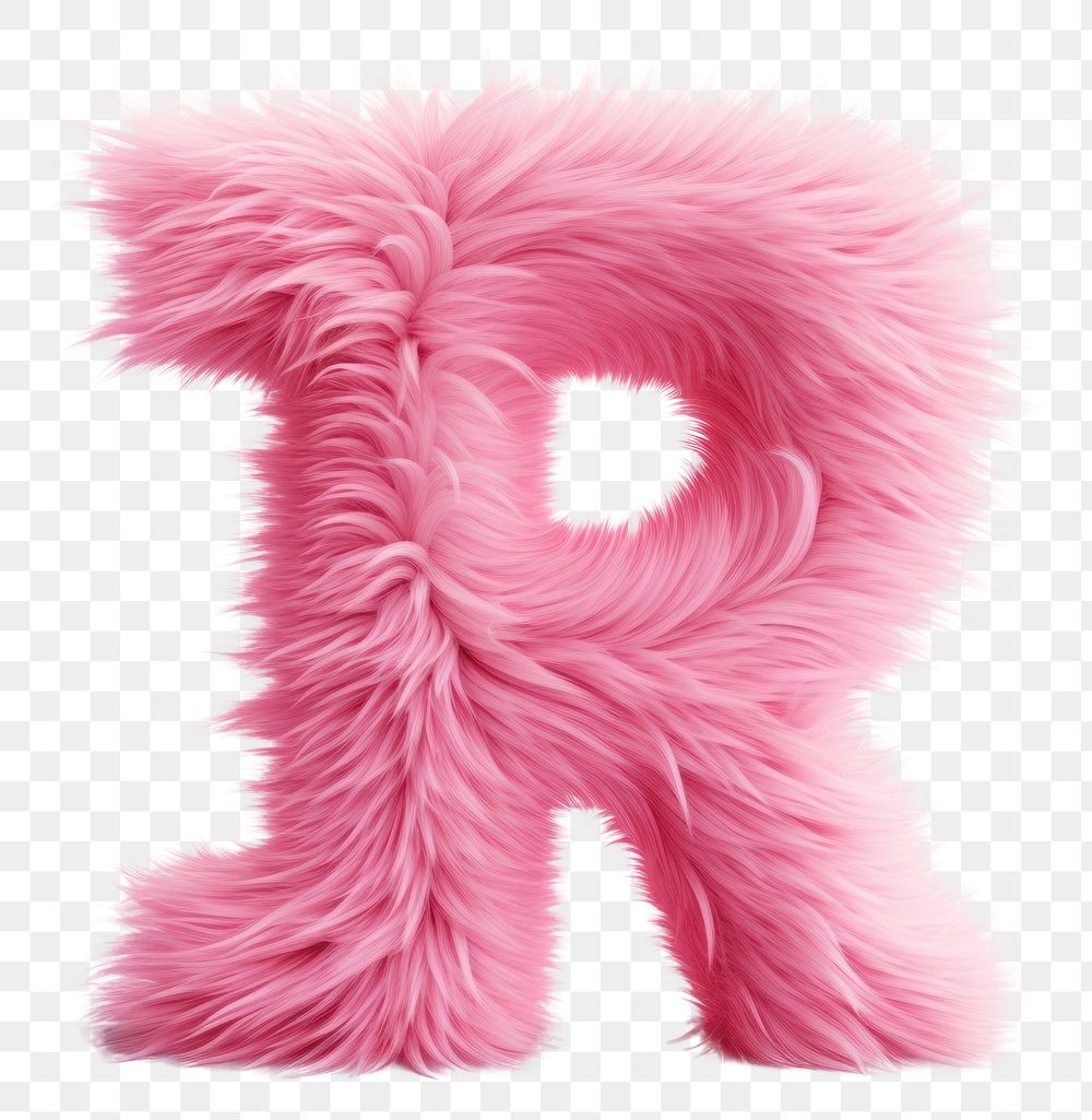 PNG  Fur letter R pink toy white background.