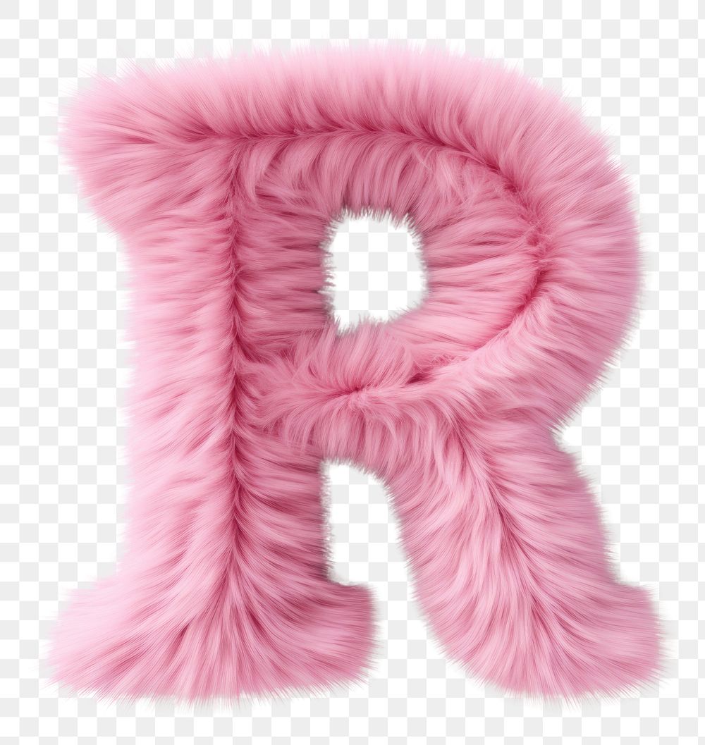 PNG  Fur letter R pink white background softness.