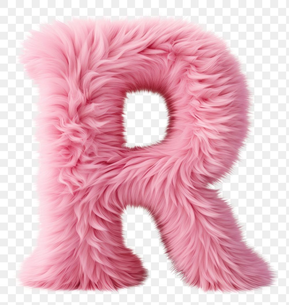 PNG  Fur letter R pink white background softness.