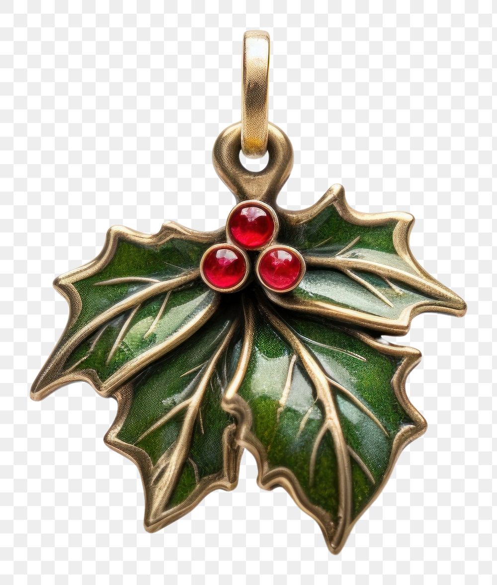 PNG Holly leaf charm pendant jewelry locket.
