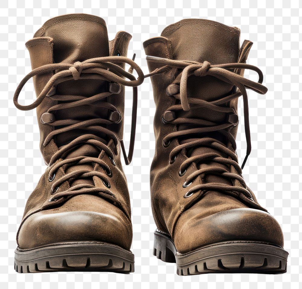 PNG Army boots footwear shoe white background.