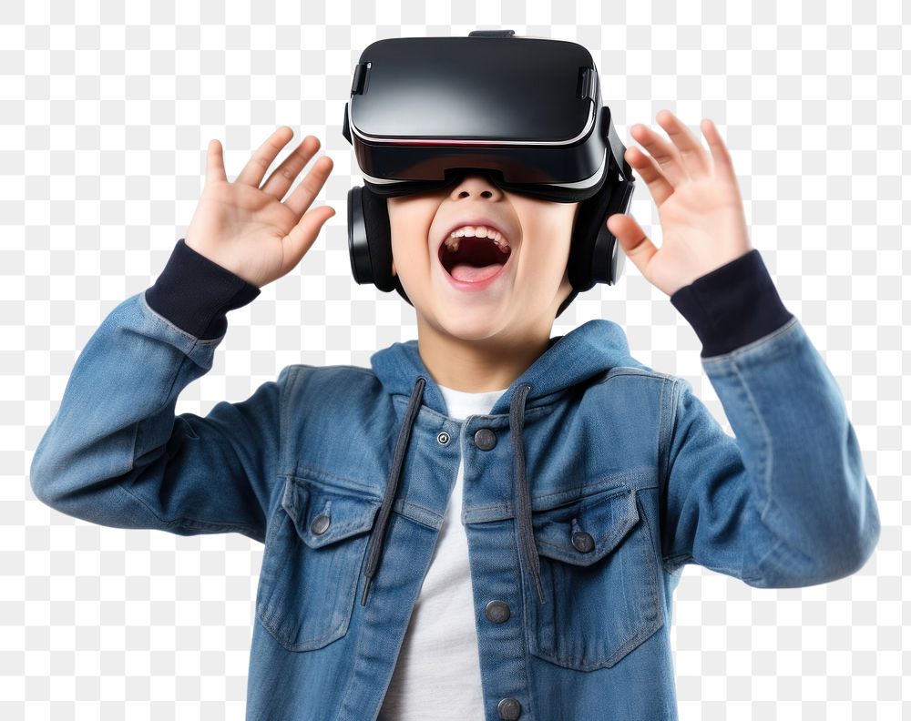 PNG Vr headset white background technology happiness.