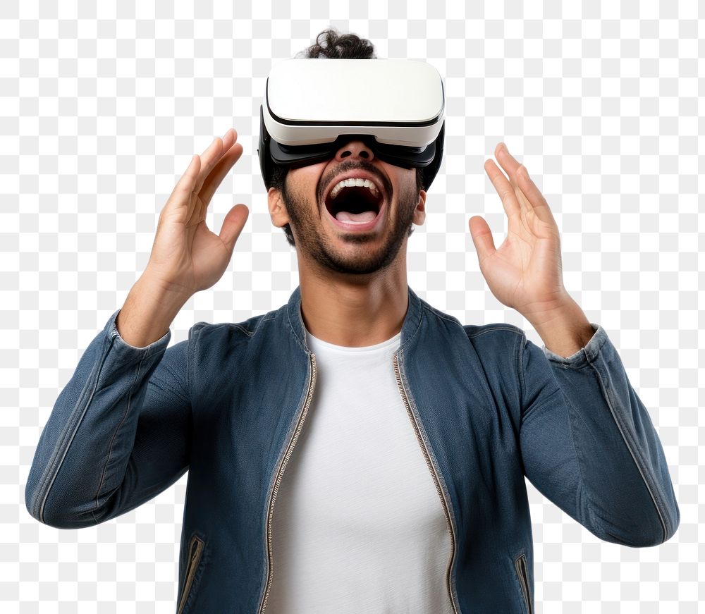 PNG Virtual reality shouting head technology.