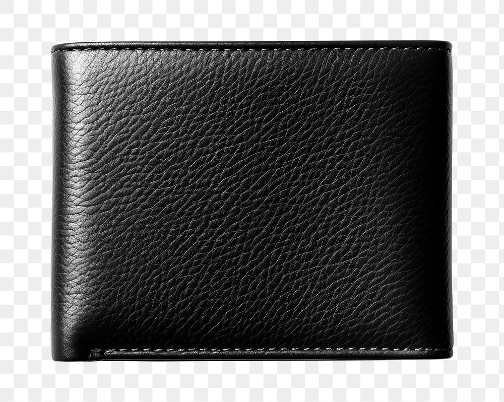 Black leather wallet png, transparent background