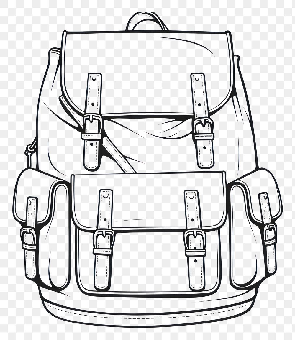 PNG Backpack sketch drawing bag.
