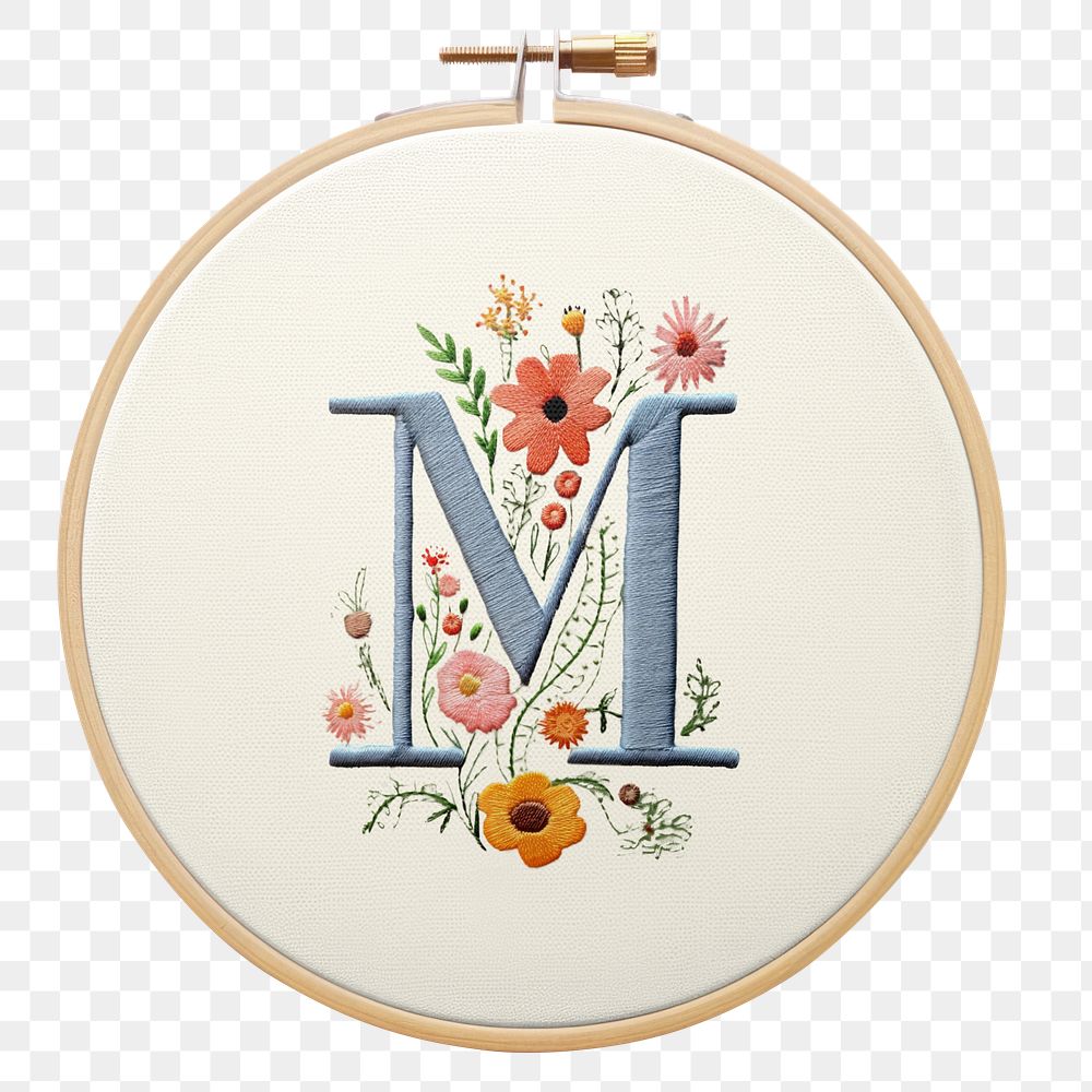 PNG Letter M embroidery pattern, transparent background