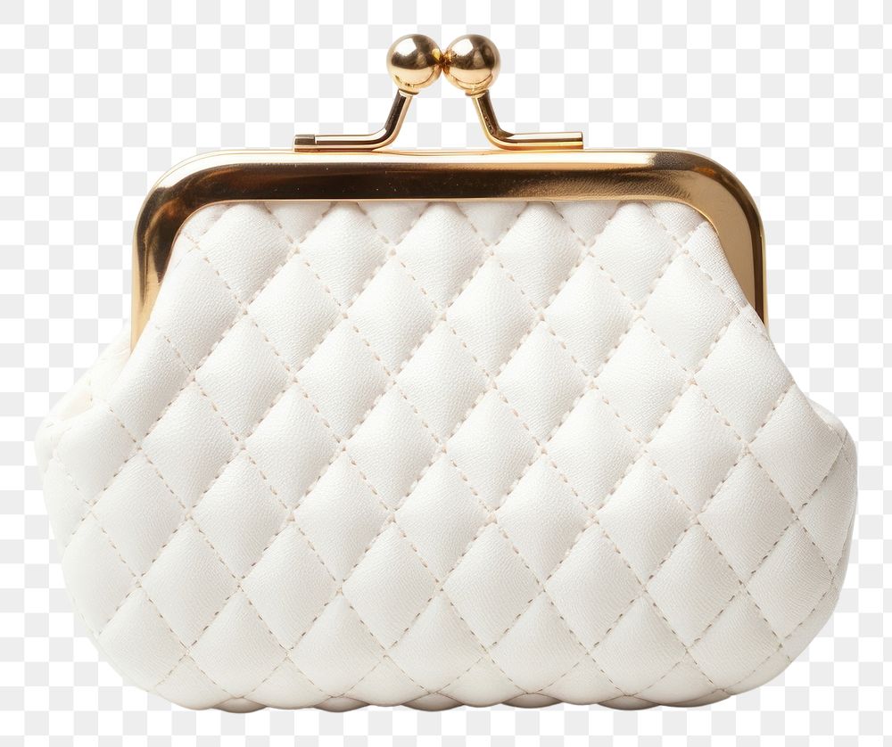 PNG White cotton buckle coin purse with kiss-lock handbag white background accessories.