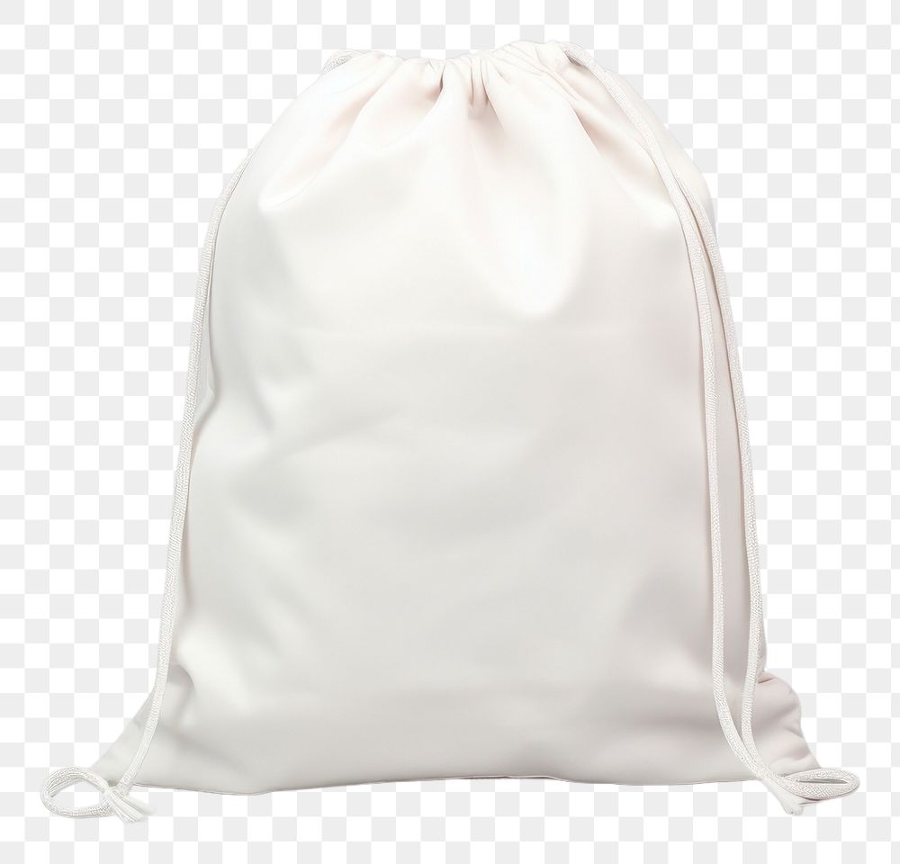 PNG White drawstring gymsack bag white background simplicity.