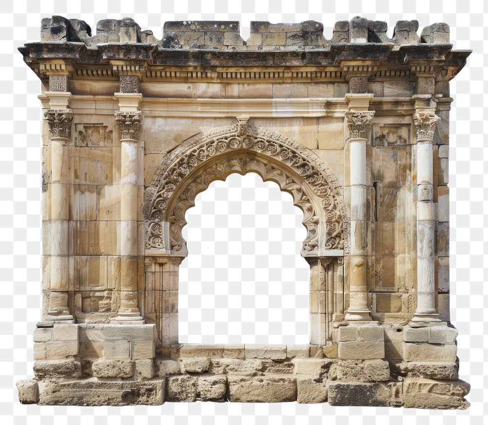 PNG  Moorish arch architecture white background weathered