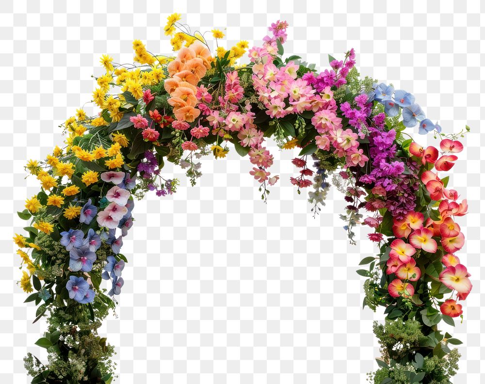 PNG  Colorful floral arch flower plant white background
