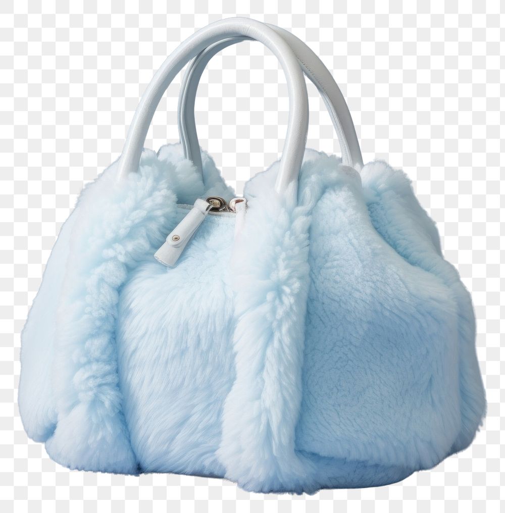 PNG Baby blue faux-shearling bag handbag white accessories.
