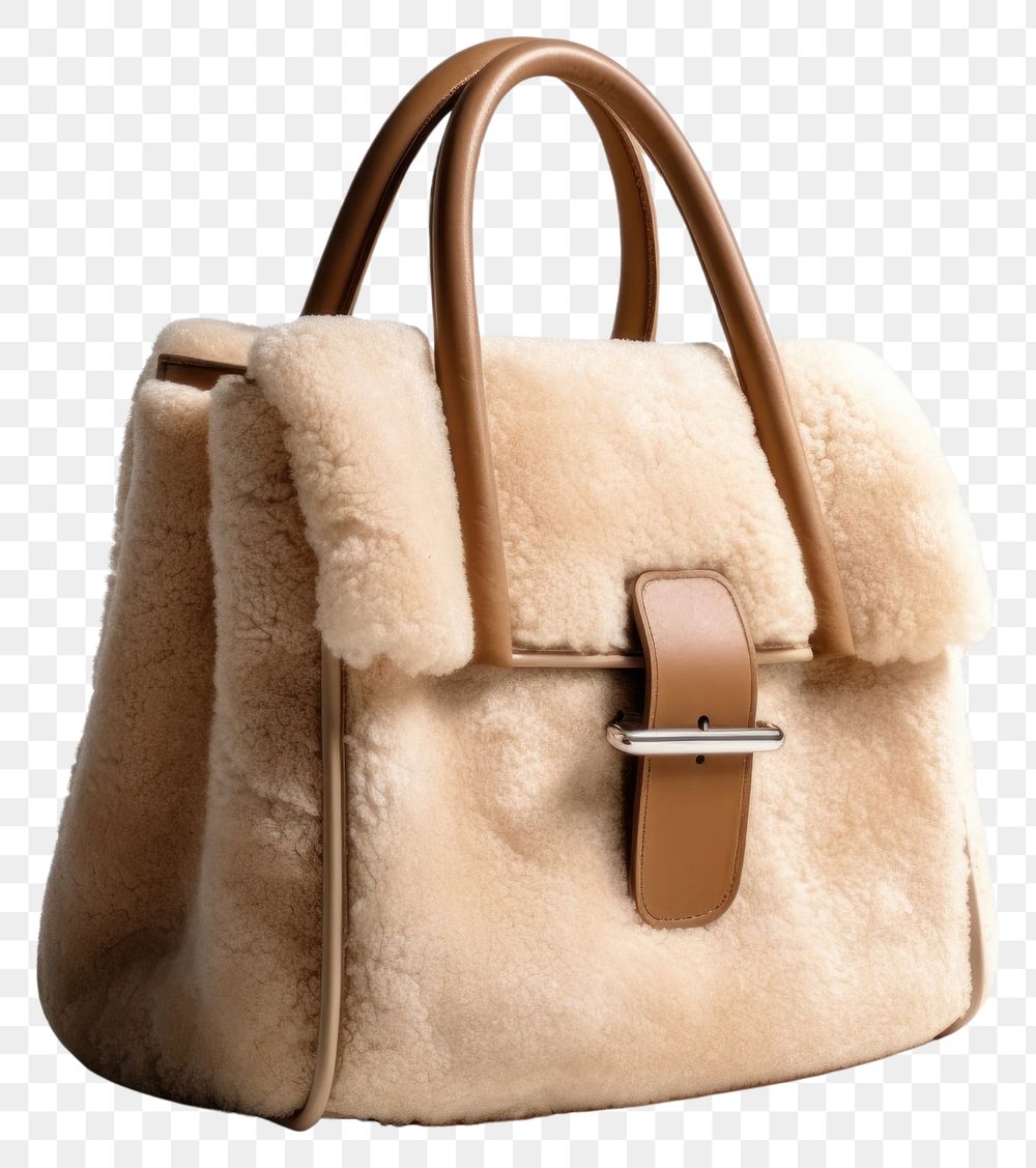 PNG Brown faux-shearling bag handbag purse accessories.