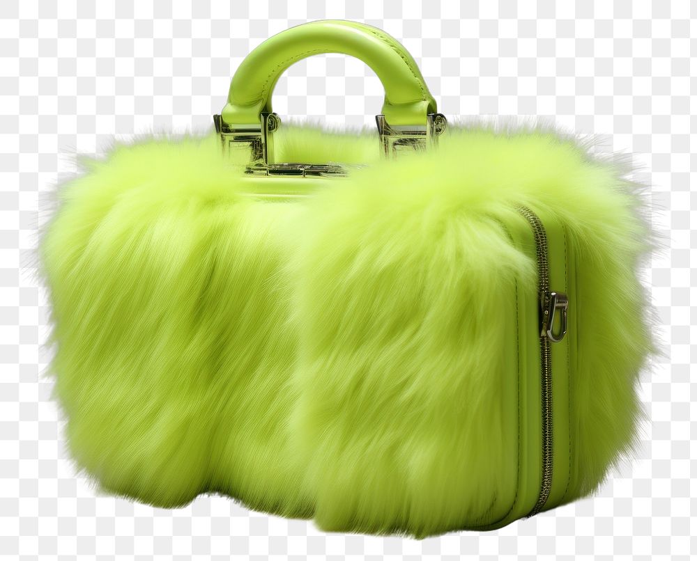 PNG Lime green mini fluffy trunk bag handbag accessories accessory.