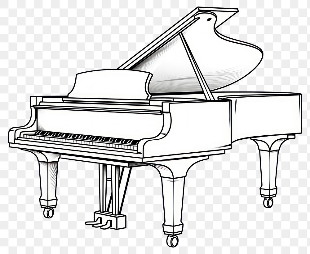 PNG Piano keyboard sketch line.