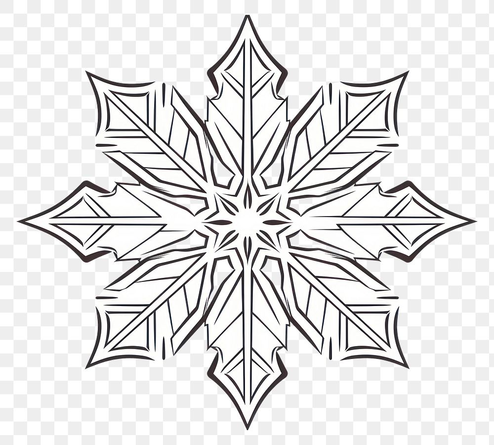 PNG Snowflake sketch white line.
