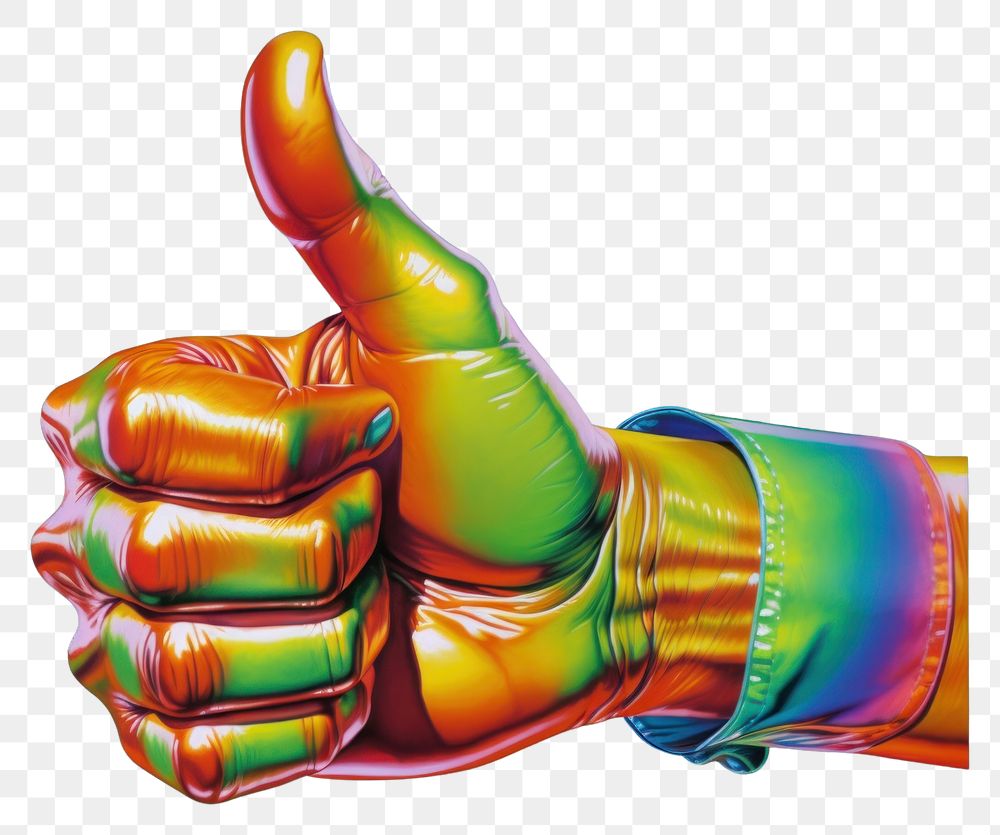 PNG Thumbs up finger glove hand.