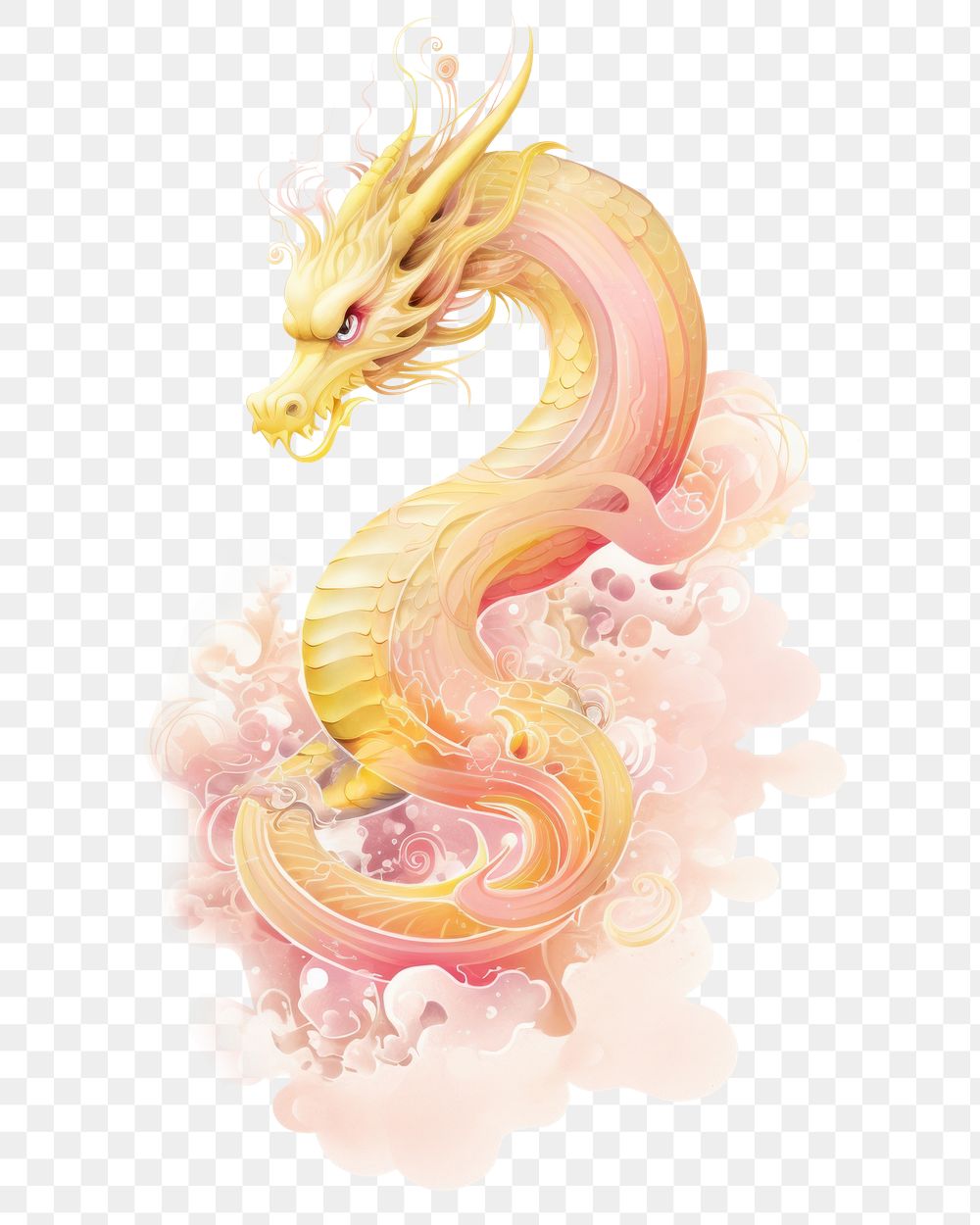 PNG Chinese dragon with fireball creativity cartoon pattern.