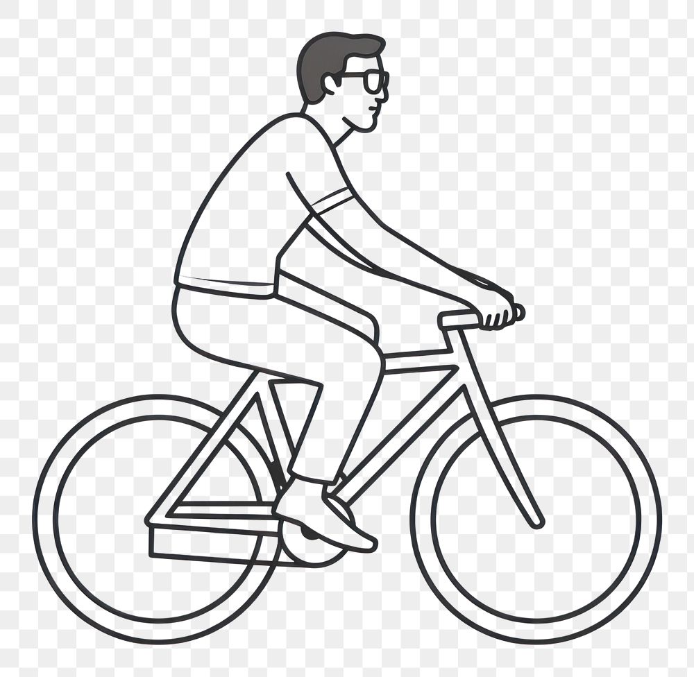 PNG Man bike a bicycle vehicle cycling drawing.