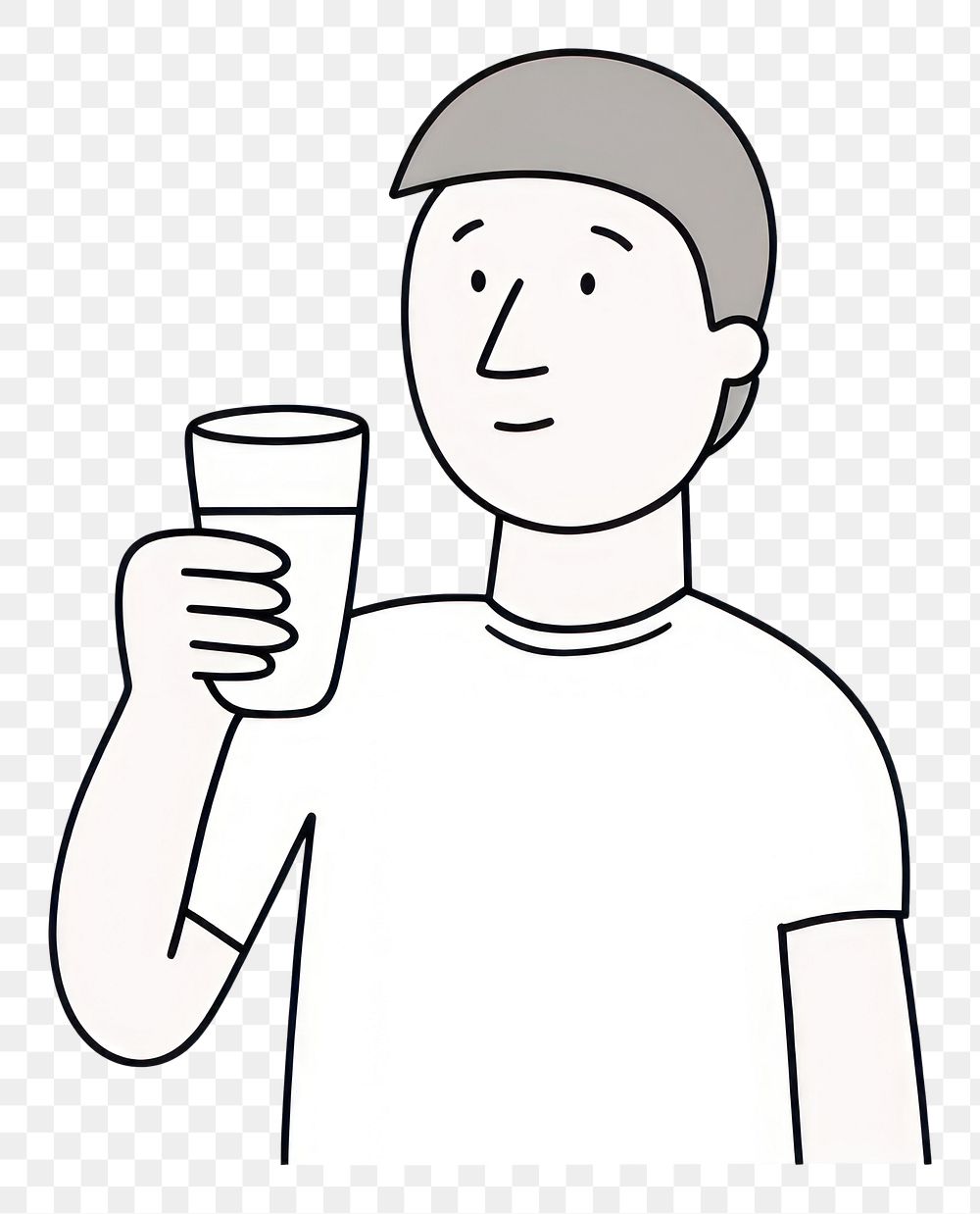 PNG Man drinking beer drawing cartoon sketch.