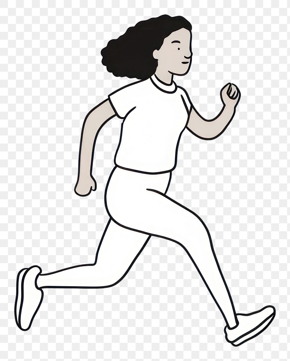 PNG Black woman running drawing cartoon sketch.