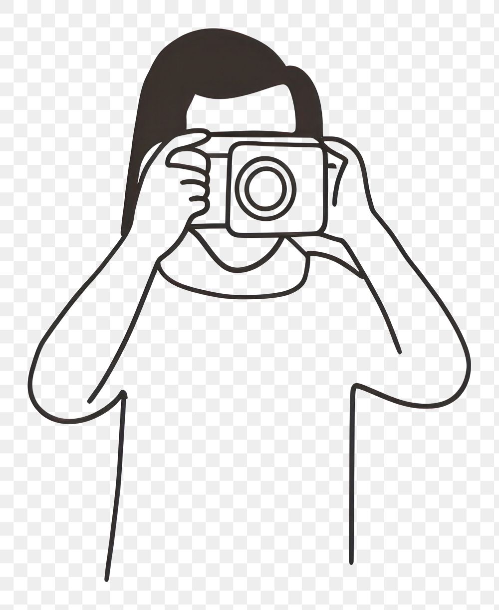 PNG Woman take a photo photographer drawing cartoon.