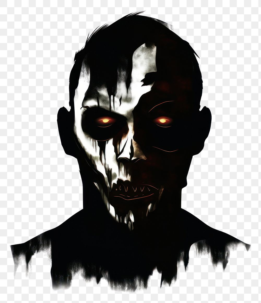 PNG Horror and scary face halloween silhouette portrait adult.