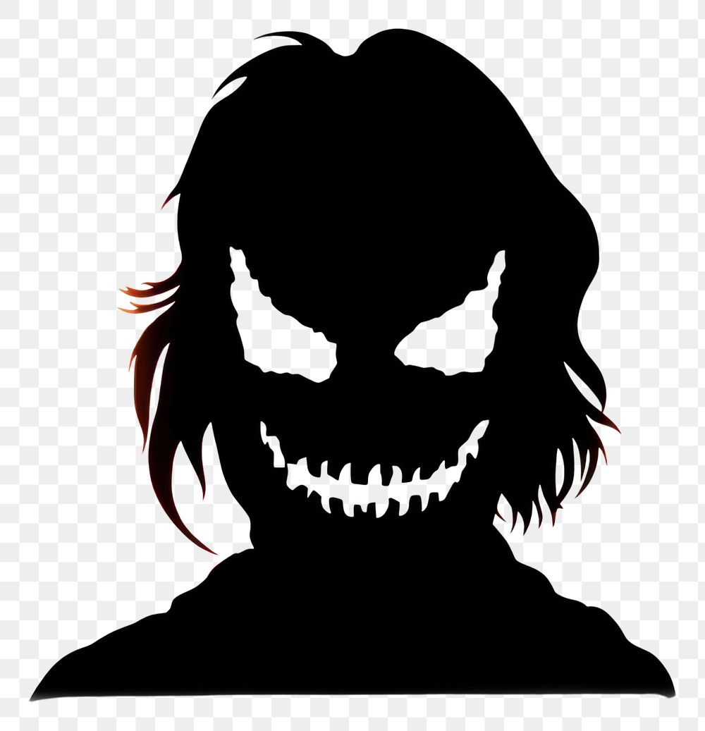 PNG Horror and scary face halloween silhouette adult white background.
