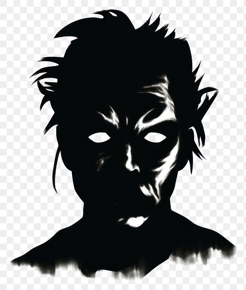 PNG Horror and scary face halloween silhouette white background representation.
