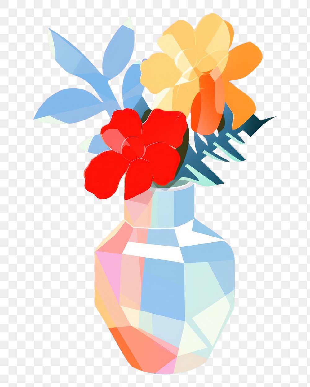 PNG Flower vase painting plant.