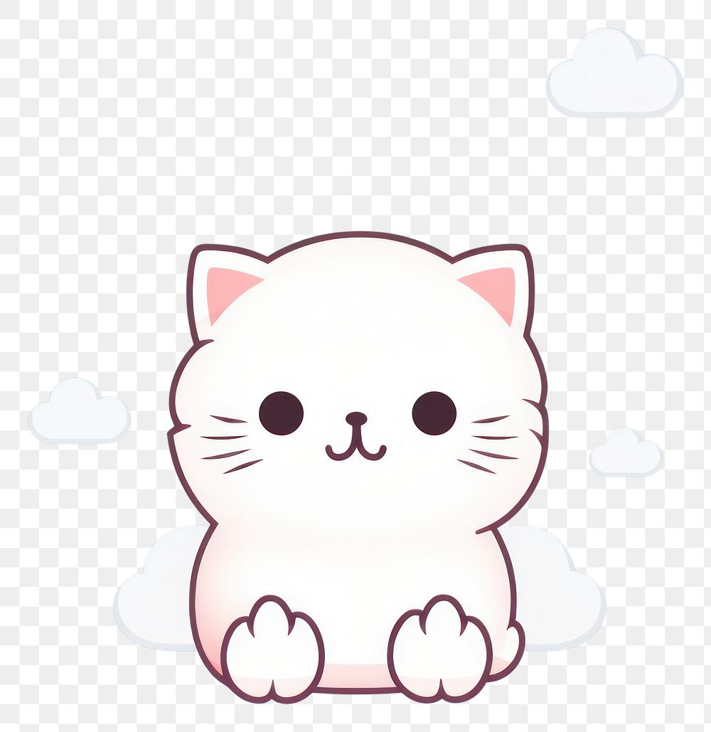 PNG Cat sticker cartoon white cute.