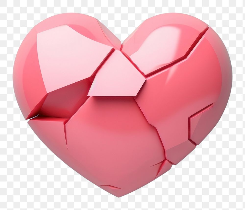 PNG Broken red heart football cracked origami.