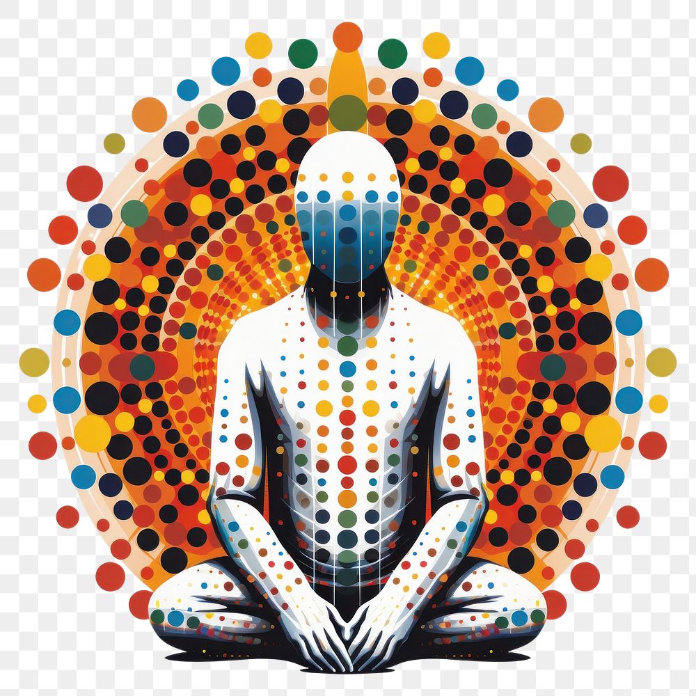 PNG Human meditation art graphics pattern.