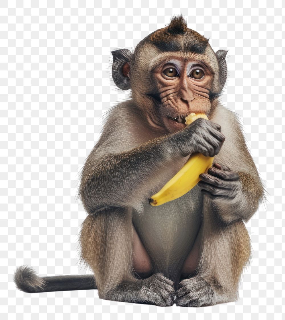 PNG Monkey eating banana wildlife mammal animal.