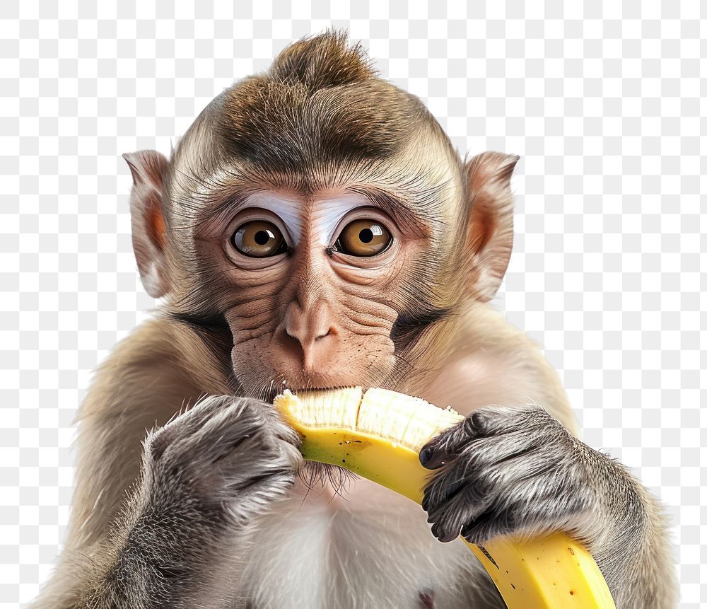 PNG Monkey eating banana wildlife animal mammal.