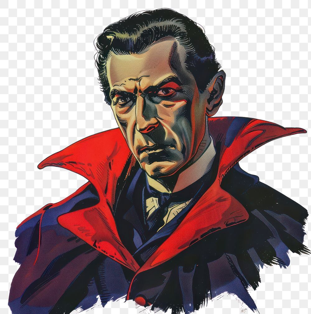 PNG Dracula painting portrait drawing.