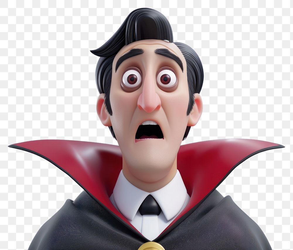 PNG Dracula cartoon face white background.