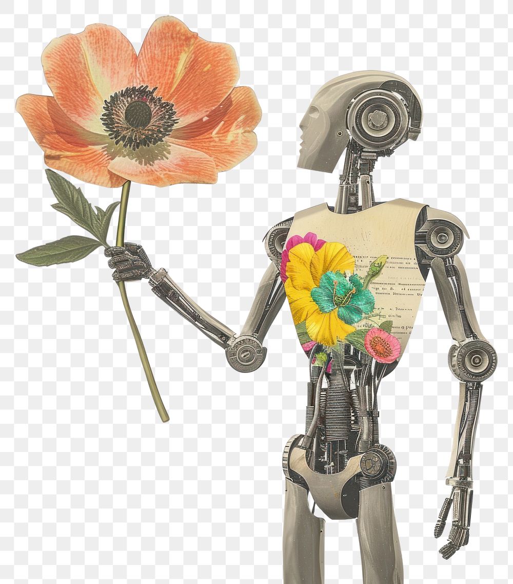 PNG Flower plant robot representation.