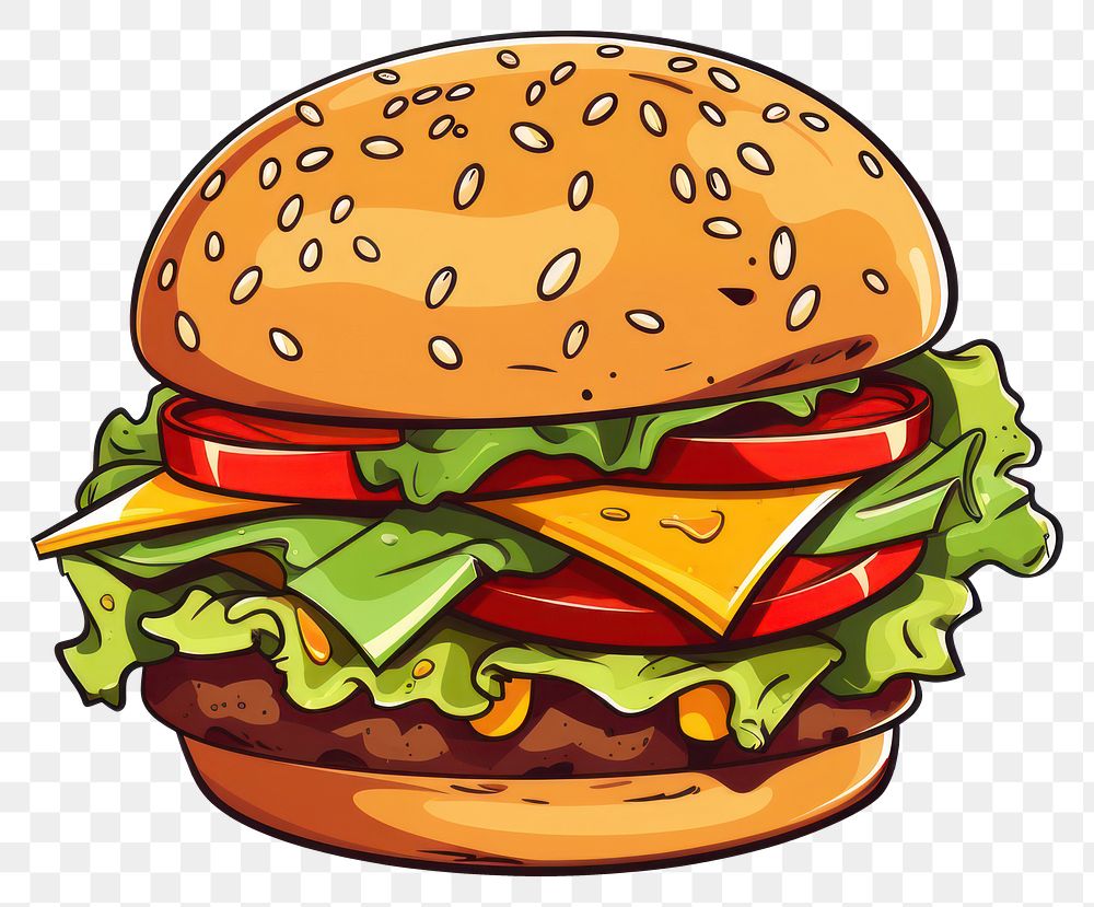 PNG Cartoon burger food hamburger.