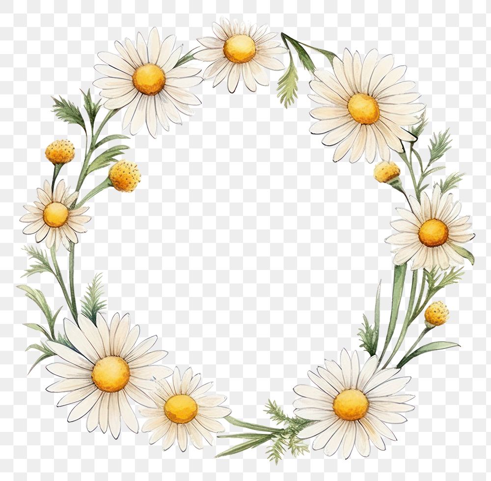 PNG Daisy circle border pattern flower wreath.