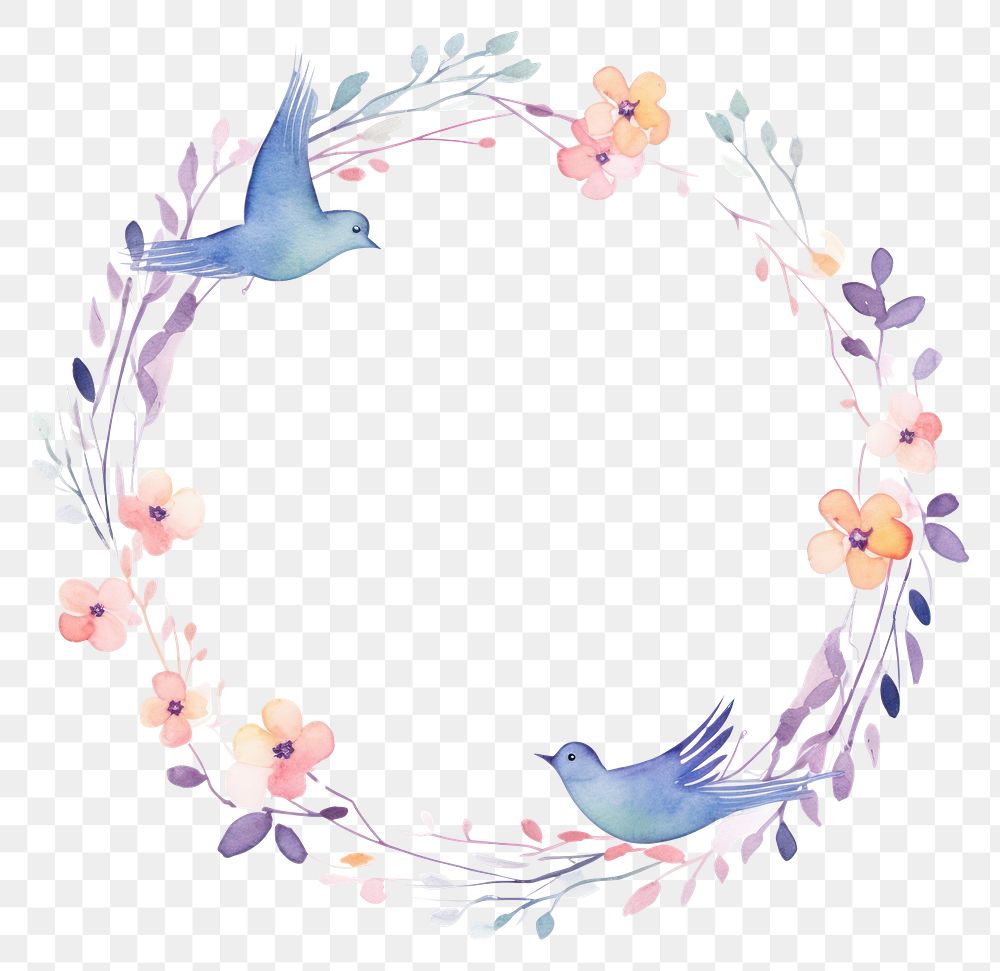 PNG Flowers with dove circle border pattern wreath bird.