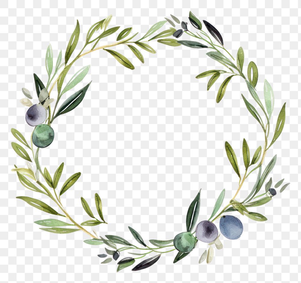 PNG  Olive branch circle border wreath plant leaf.
