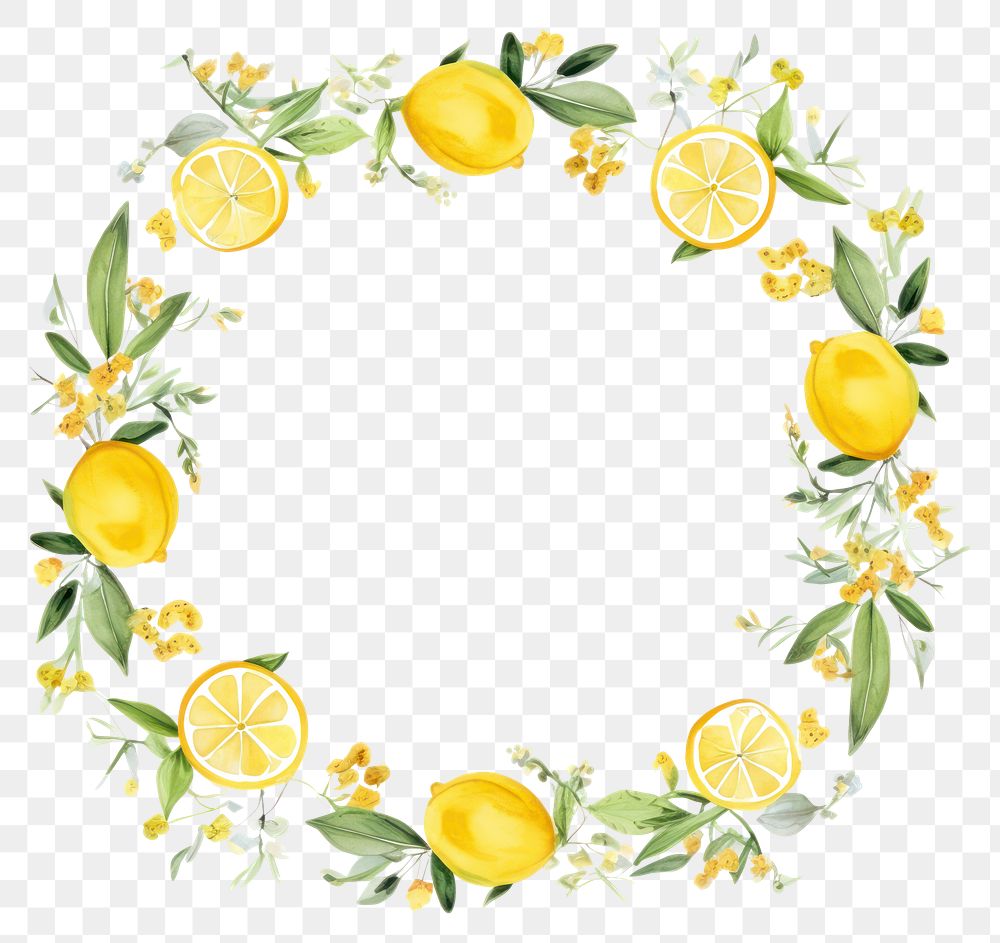 PNG Lemons and flowers circle border fruit plant food.