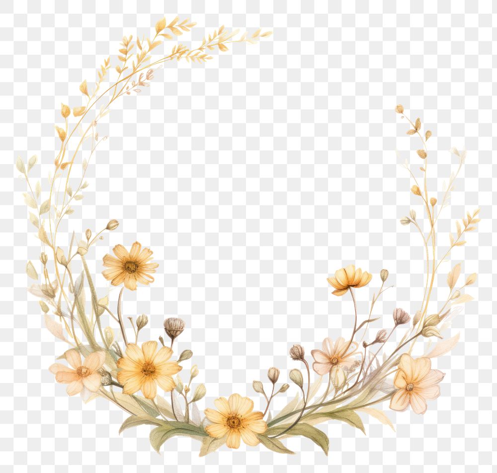 PNG Wildflowers circle border pattern wreath plant